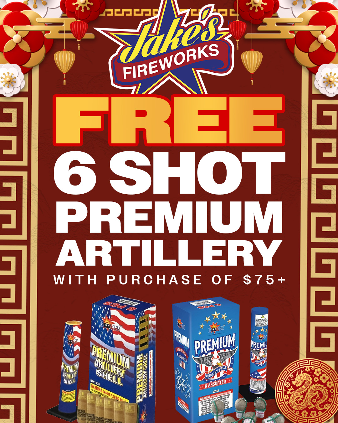 FREE Premium 6 Shot Artillery Celebrating Chinese New Year